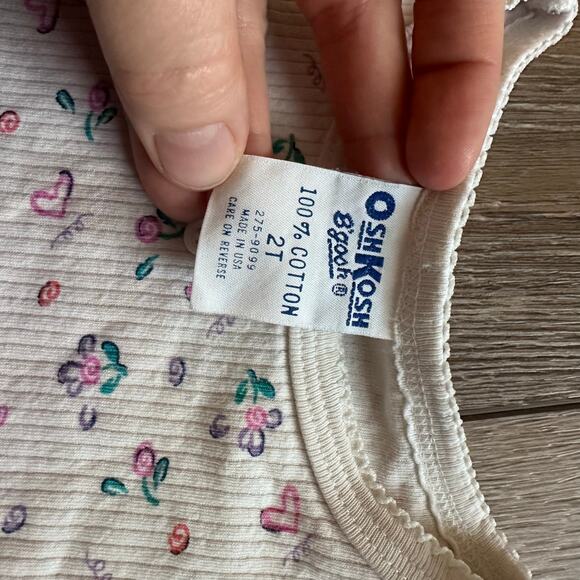 Vintage Oshkosh Floral Ribbed Crewneck Top Size 2T - Picture 3 of 4